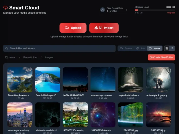 Smart Cloud Interface - media asset library